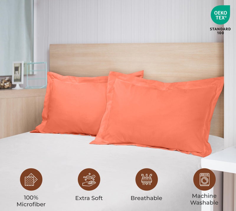 Royale Linens Pillow Shams 2 Pack Queen Size 20x30 Inch - Brushed 1800 Microfiber - Bed Pillow Shams  Wrinkle Resistant Super Soft and Cozy - Back Overlap Closure - Oxford Pillowcases (Queen  Coral) - Image 5